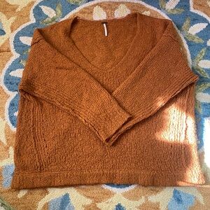 Free People Burnt Orange Cozy Knit Oversized Acrylic Sweater
